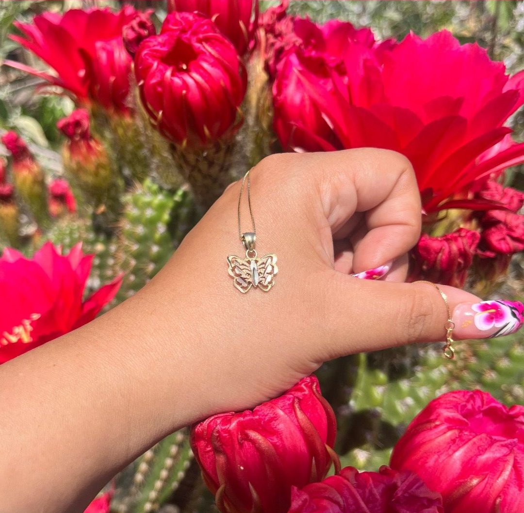 14k Two Tone Butterfly Charm