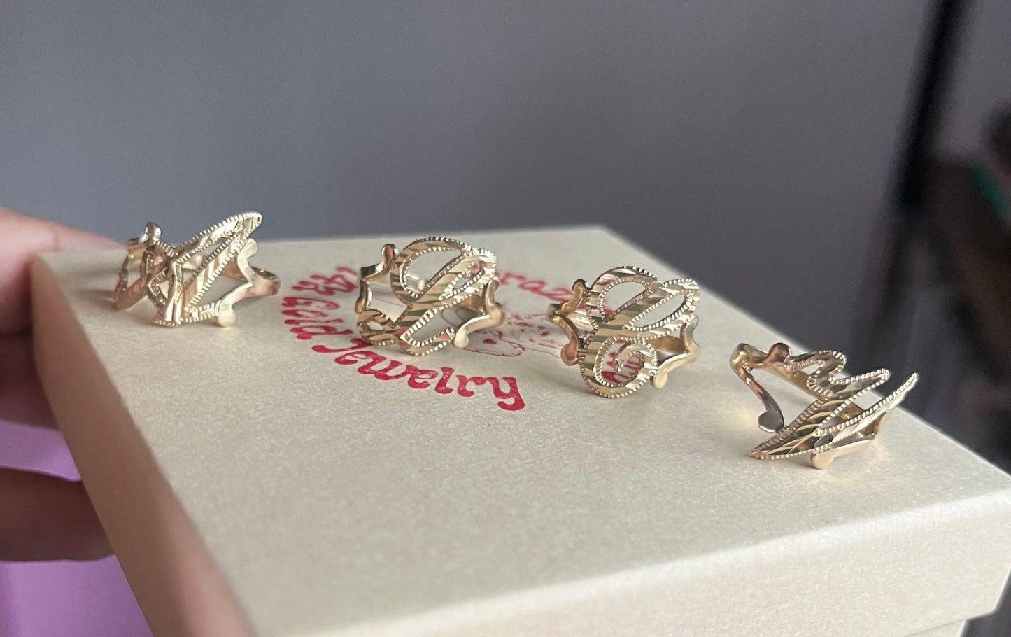 14k Gold Script Initial Ring