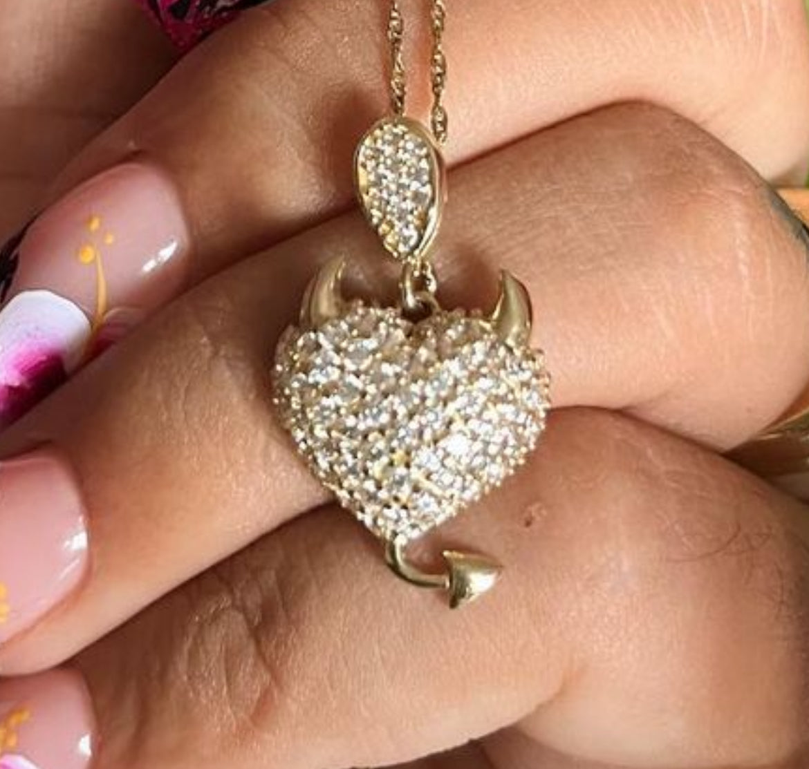 14k Gold Devilish Heart Charm