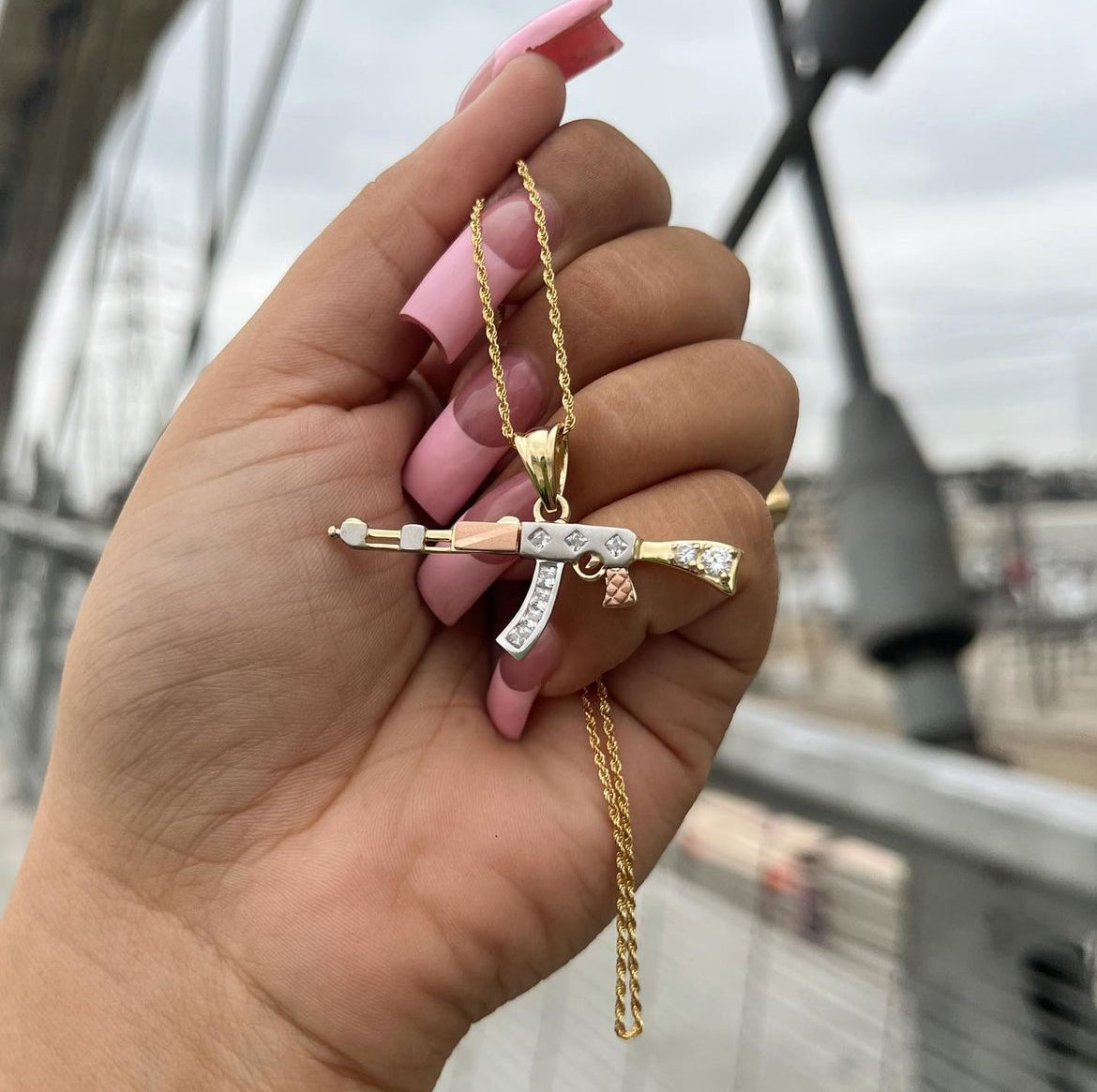 14k Gold & Rose Gold AK-47 Charm
