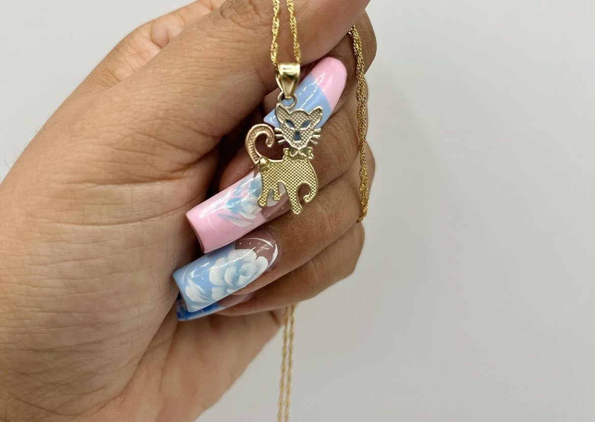 14k Gold & Rose Gold Kitty Charm