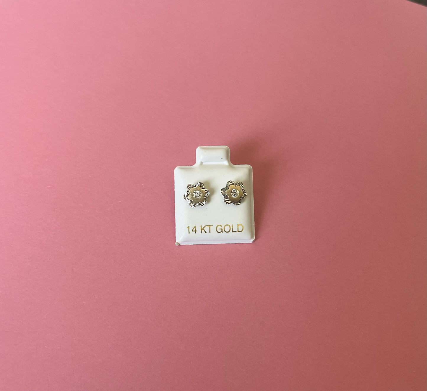 14k Two Tone Floral Stud Earrings
