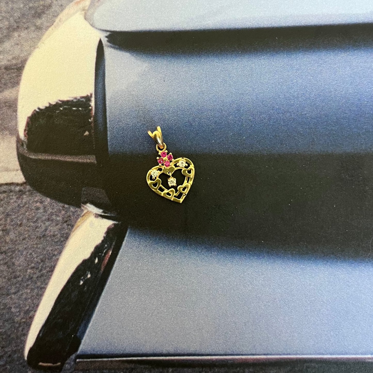 14k Diamond Heart Charm