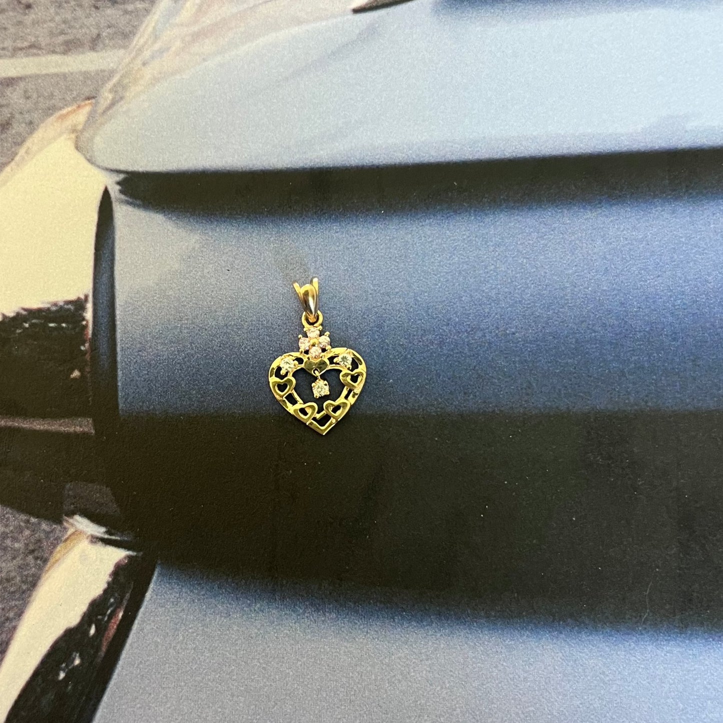 14k Diamond Heart Charm