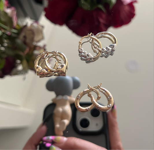 14k Multi Heart Hoop Earrings