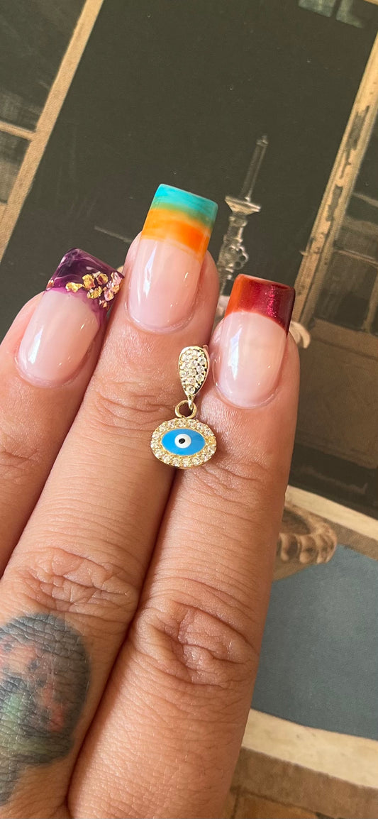 14k Gold Evil Eye-Oval Charm