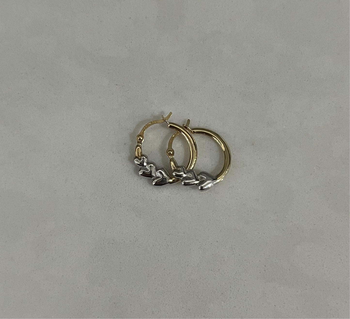 14k Multi Heart Hoop Earrings