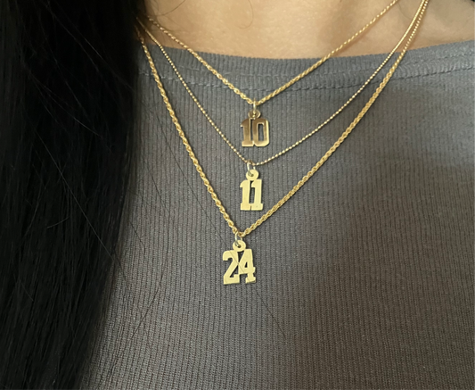 14k Jersey Numbers Charm