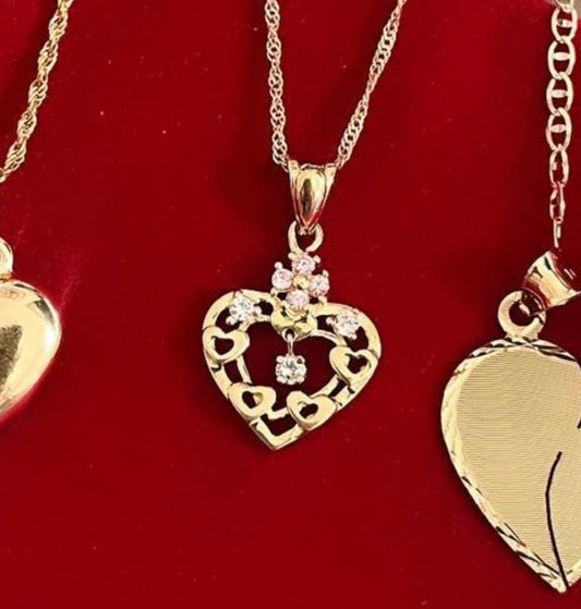 14k Diamond Heart Charm